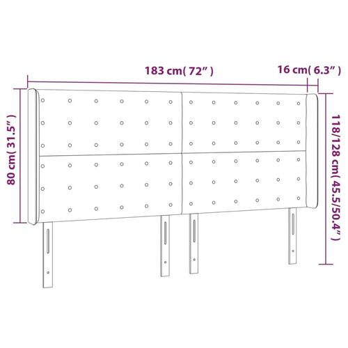 Sengegavl med LED-lys 183x16x118/128 cm kunstlæder hvid