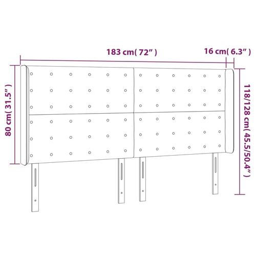 Sengegavl med LED-lys 183x16x118/128 cm kunstlæder grå