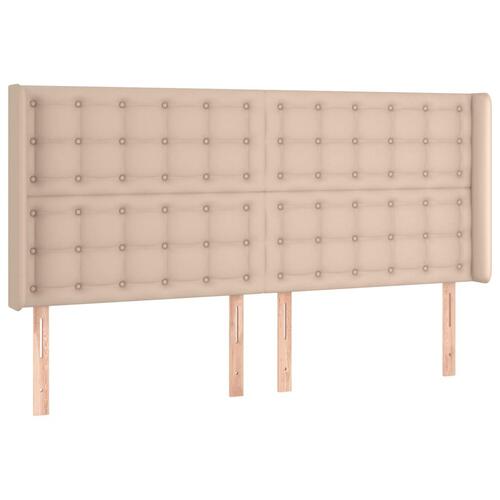 Sengegavl med LED-lys 203x16x118/128 cm kunstlæder cappuccino