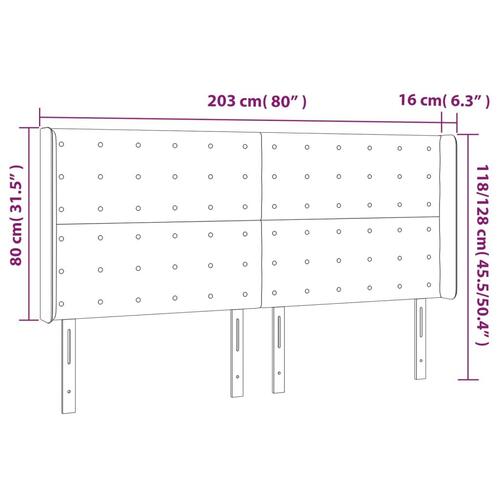 Sengegavl med LED-lys 203x16x118/128 cm kunstlæder cappuccino