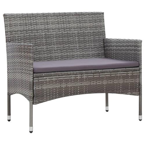 Haveloungesæt 4 dele med hynder polyrattan grå