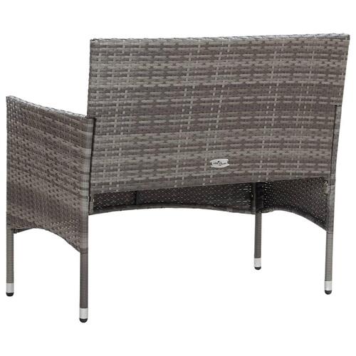 Haveloungesæt 4 dele med hynder polyrattan grå