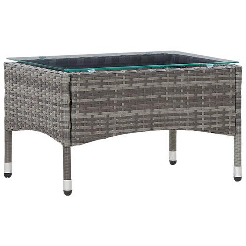 Haveloungesæt 4 dele med hynder polyrattan grå