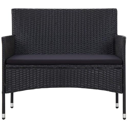 Haveloungesæt 4 dele med hynder polyrattan sort