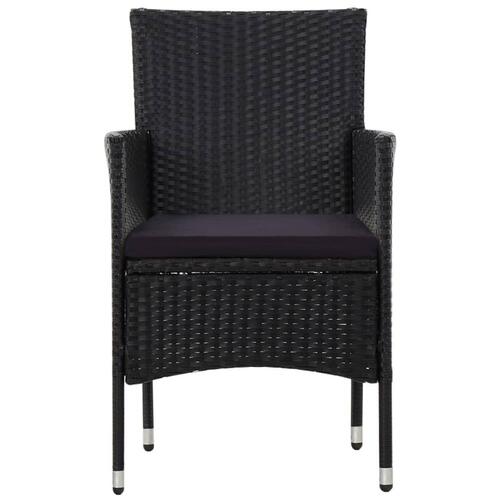 Haveloungesæt 4 dele med hynder polyrattan sort