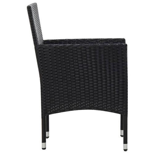 Haveloungesæt 4 dele med hynder polyrattan sort