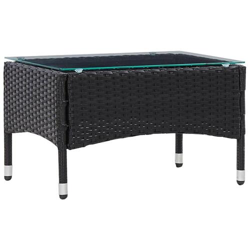 Haveloungesæt 4 dele med hynder polyrattan sort