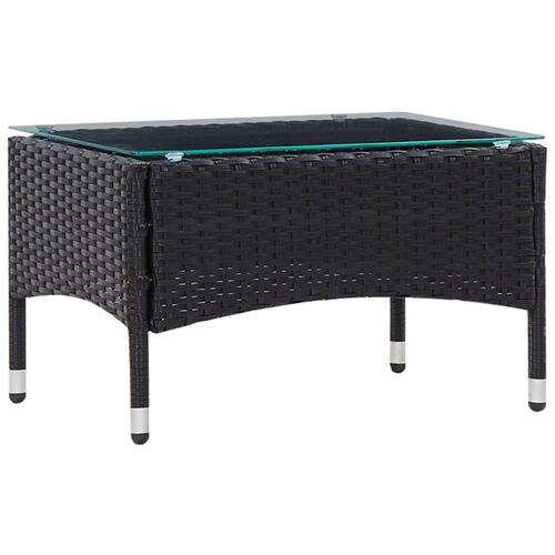 Haveloungesæt 4 dele med hynder polyrattan sort