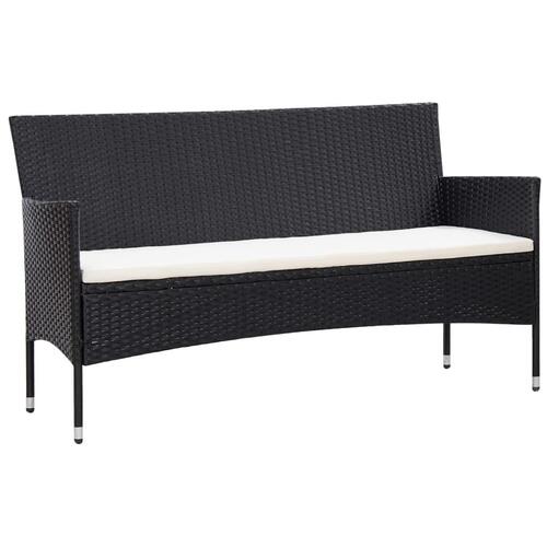 Haveloungesæt 4 dele med hynder polyrattan sort