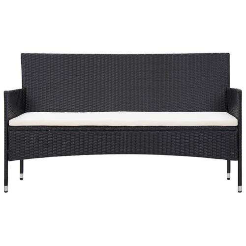 Haveloungesæt 4 dele med hynder polyrattan sort