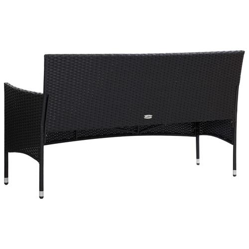 Haveloungesæt 4 dele med hynder polyrattan sort