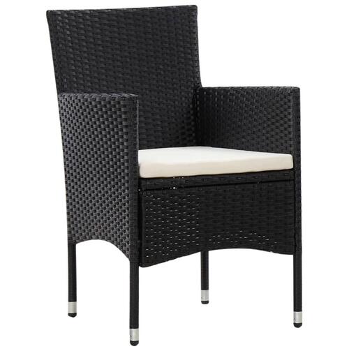 Haveloungesæt 4 dele med hynder polyrattan sort