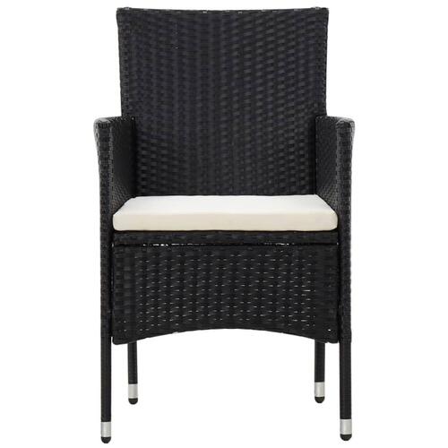 Haveloungesæt 4 dele med hynder polyrattan sort