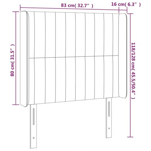 Sengegavl med LED-lys - stof, lysegrå, 83×16×118/128 cm
