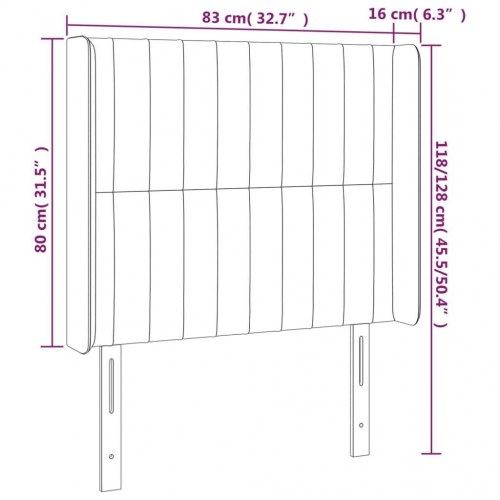 Sengegavl med LED-lys 83×16×118/128 cm - stof, blå
