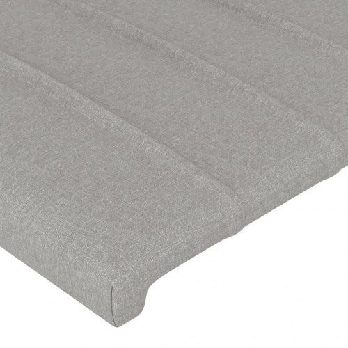 Sengegavl med LED-lys 93×16×118/128 cm - stof, lysegrå