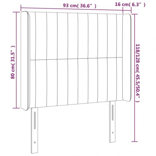 Sengegavl med LED-lys 93×16×118/128 cm - stof, lysegrå
