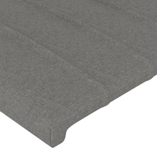 Sengegavl med LED-lys 93×16×118/128 cm - stof, mørkegrå