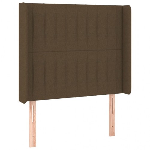 Sengegavl med LED-lys 93×16×118/128 cm - stof, mørkebrun