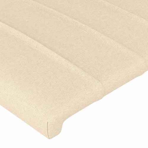 Sengegavl med LED-lys - stof, cremefarvet, 93×16×118/128 cm