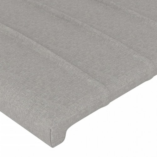 Sengegavl med LED-lys 103×16×118/128 cm - stof, lysegrå