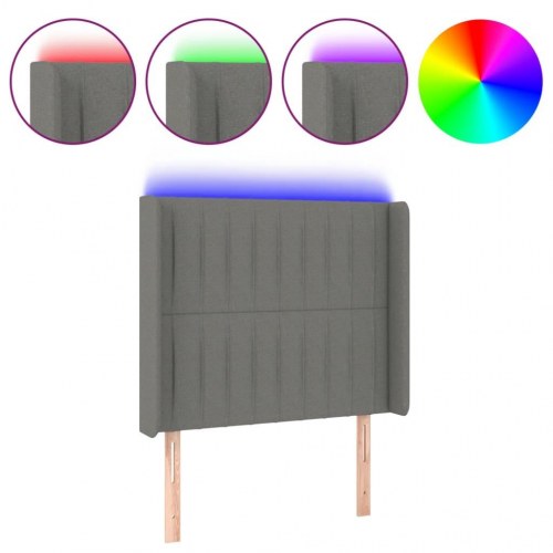 Sengegavl med LED-lys 103 × 16 × 118/128 cm - stof, mørkegrå