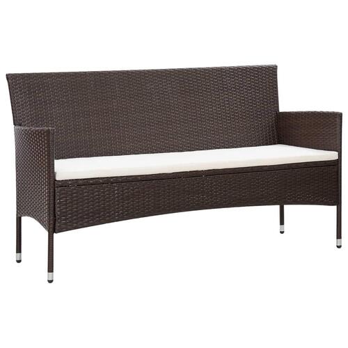 Haveloungesæt 5 dele med hynder polyrattan brun