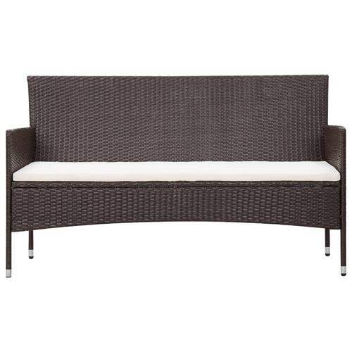 Haveloungesæt 5 dele med hynder polyrattan brun