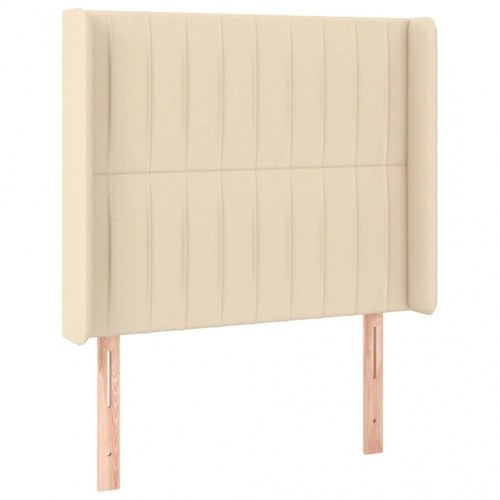 Sengegavl med LED-lys 103×16×118/128 cm - stof, cremefarvet