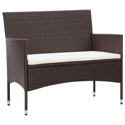 Haveloungesæt 5 dele med hynder polyrattan brun