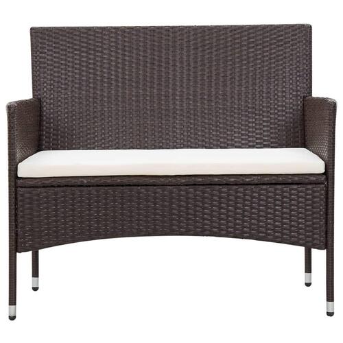 Haveloungesæt 5 dele med hynder polyrattan brun