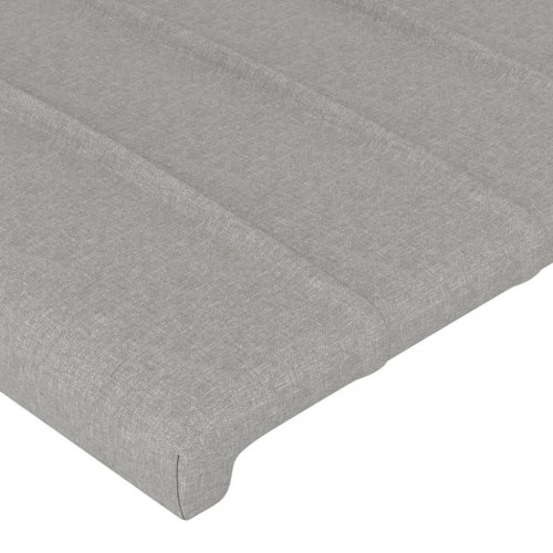 Sengegavl med LED-lys 147×16×118/128 cm - stof, lysegrå