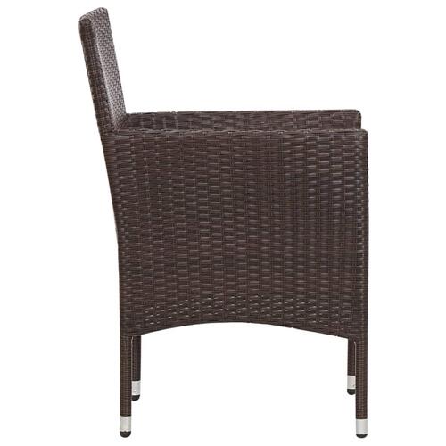Haveloungesæt 5 dele med hynder polyrattan brun