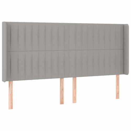 Sengegavl med LED-lys 163x16x118/128 cm - stof, lysegrå
