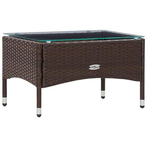 Haveloungesæt 5 dele med hynder polyrattan brun