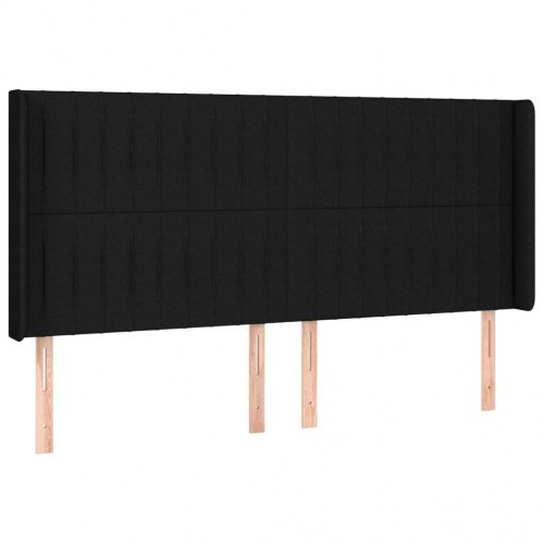 Sengegavl i stof med LED-lys 163x16x118/128 cm - sort