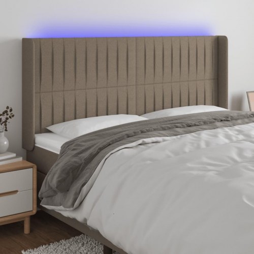 Sengegavl med LED-lys 163x16x118/128 cm - stof gråbrun
