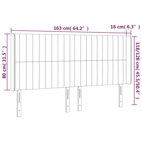 Sengegavl med LED-lys 163x16x118/128 cm - stof gråbrun