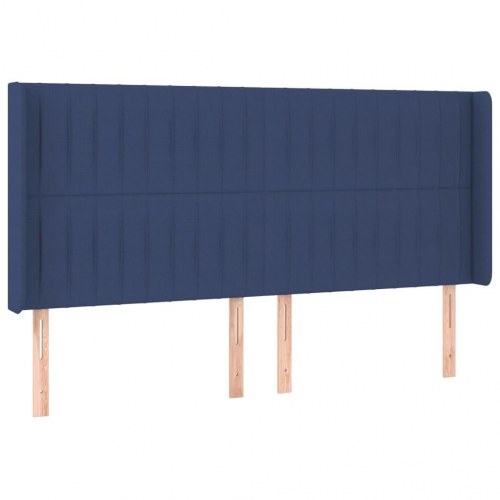 Sengegavl med LED-lys 183×16×118/128 cm - stof, blå