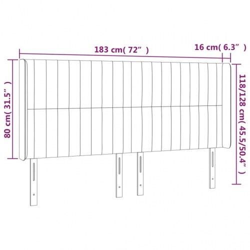 Sengegavl med LED-lys 183×16×118/128 cm - stof, blå