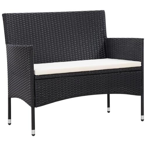 Haveloungesæt 5 dele med hynder polyrattan sort