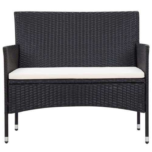 Haveloungesæt 5 dele med hynder polyrattan sort