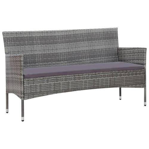 Haveloungesæt 5 dele med hynder polyrattan grå