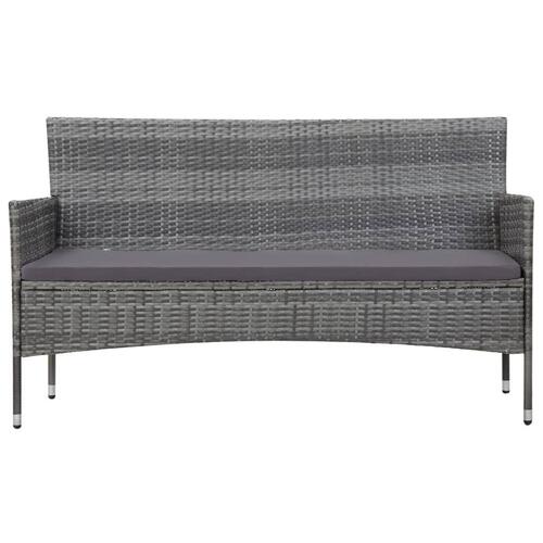 Haveloungesæt 5 dele med hynder polyrattan grå
