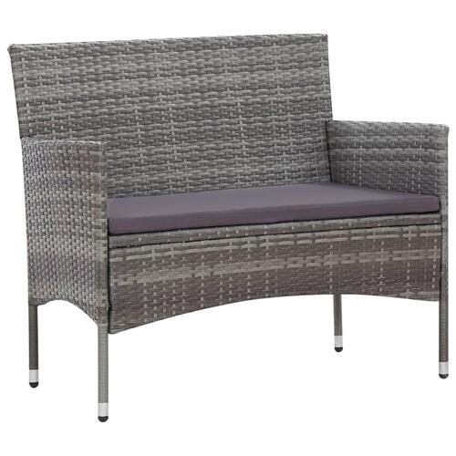 Haveloungesæt 5 dele med hynder polyrattan grå