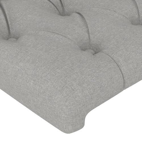 Sengegavl med LED-lys 103x16x118/128 cm stof lysegrå