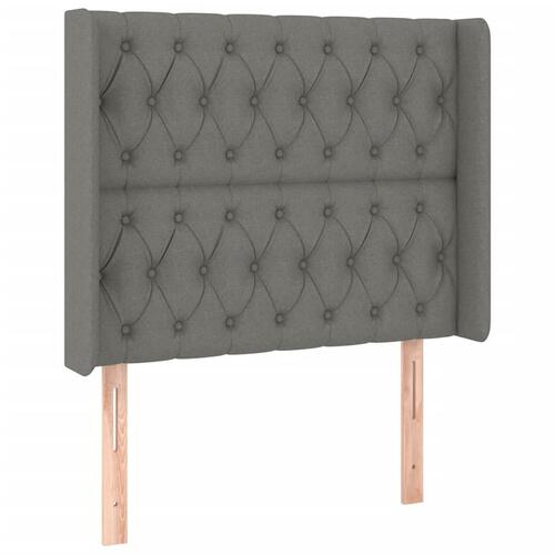 Sengegavl med LED-lys 103x16x118/128 cm stof mørkegrå