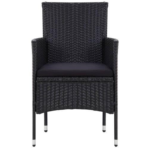 Haveloungesæt 5 dele med hynder polyrattan sort