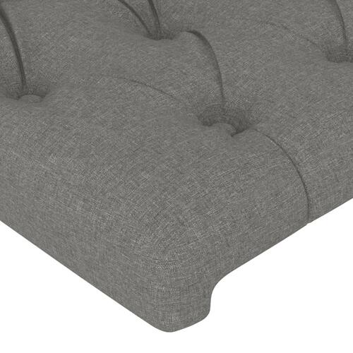 Sengegavl med LED-lys 147x16x118/128 cm stof mørkegrå
