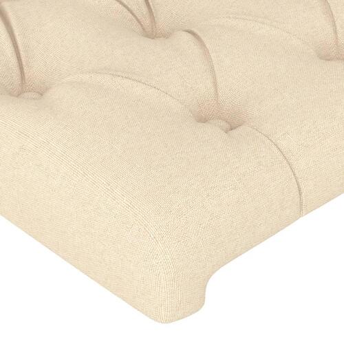 Sengegavl med LED-lys 163x16x118/128 cm stof cremefarvet